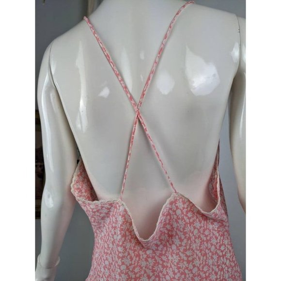 Vintage Natori Robe Pink and white low back sexy slip size m/l - Picture 6 of 9